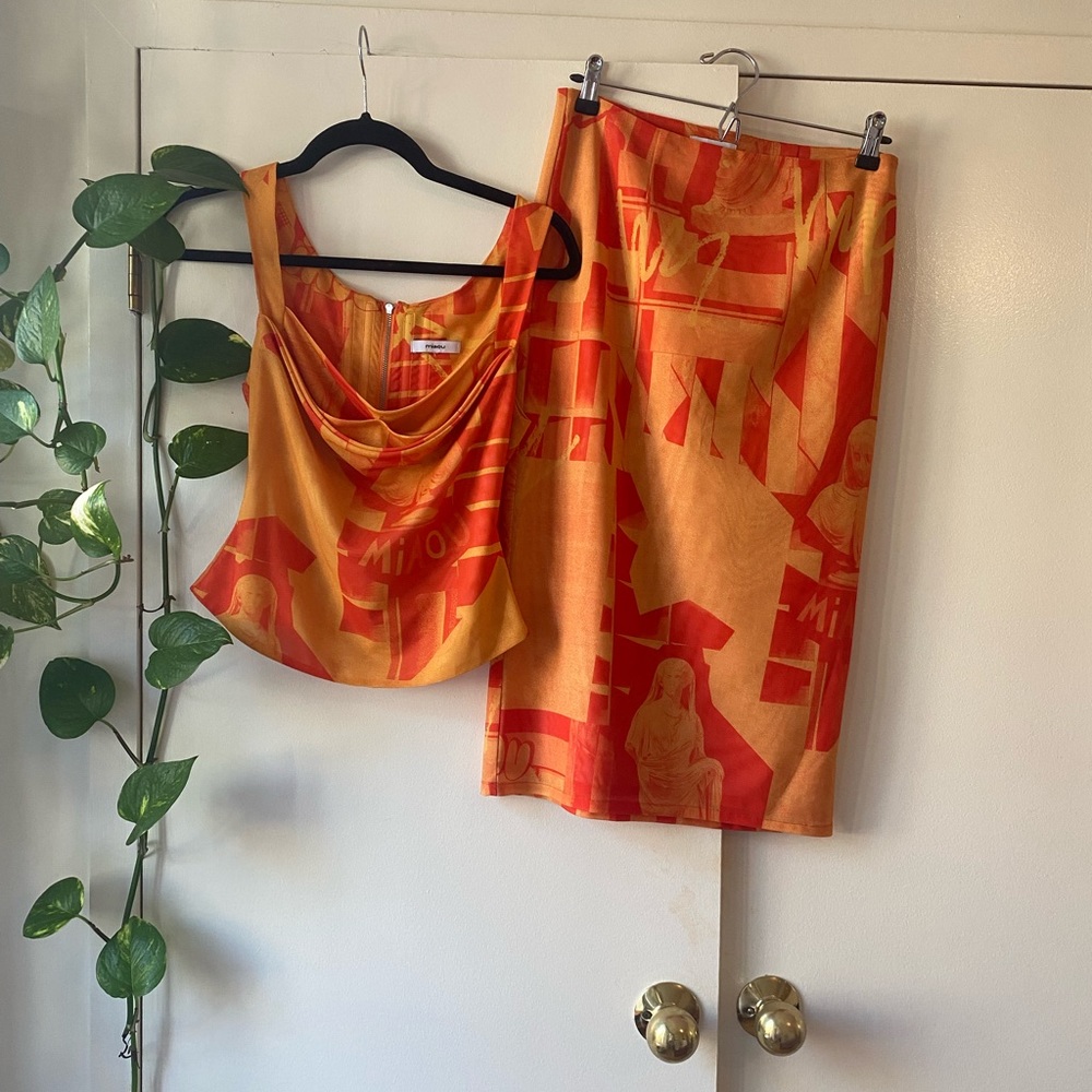 Miauo *2pc Set* Stone Orange Set Imogene Corset and Moni Skirt Sz Small